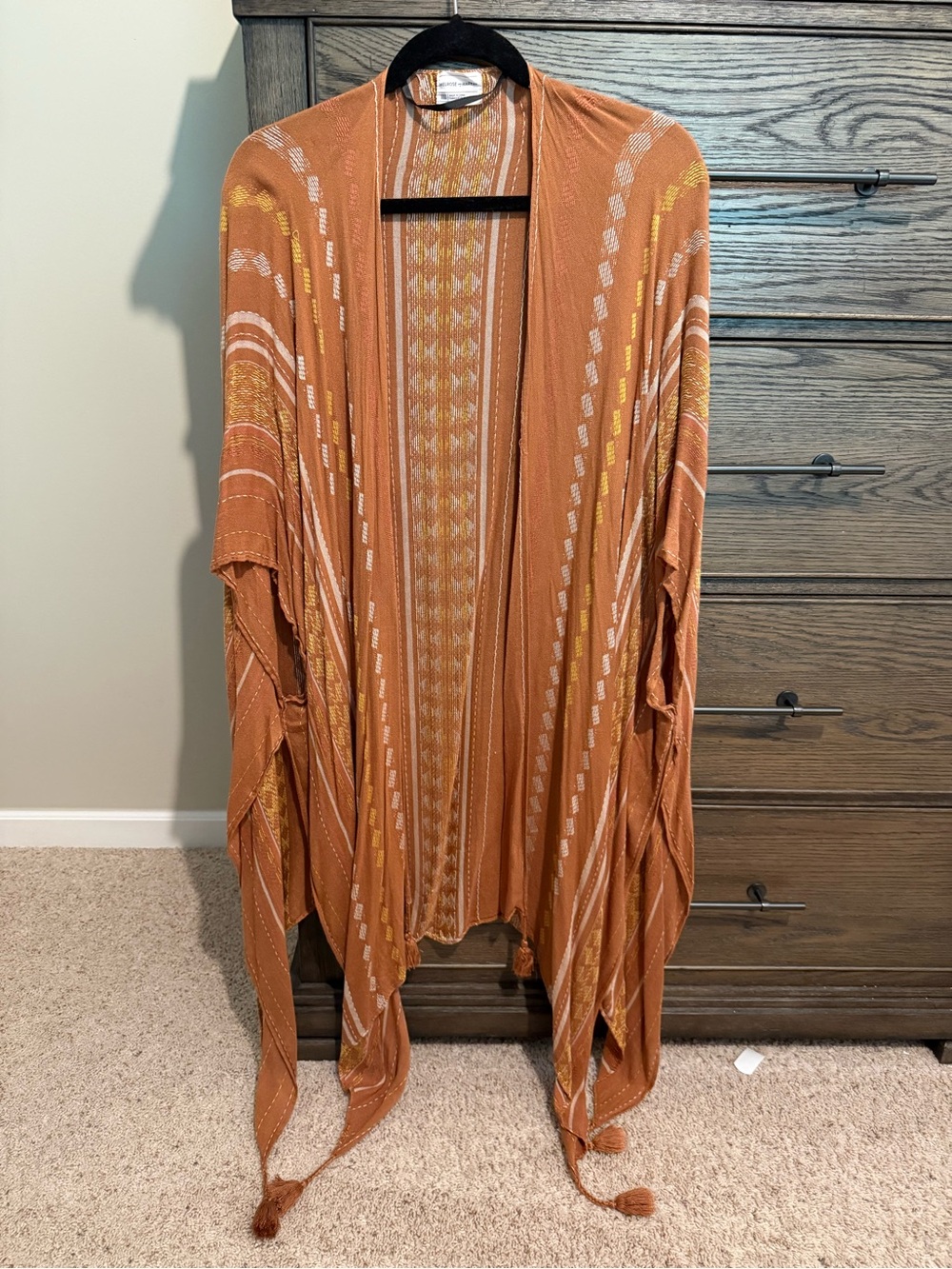 Melrose and Market Burnt Orange Draped Open Front Poncho